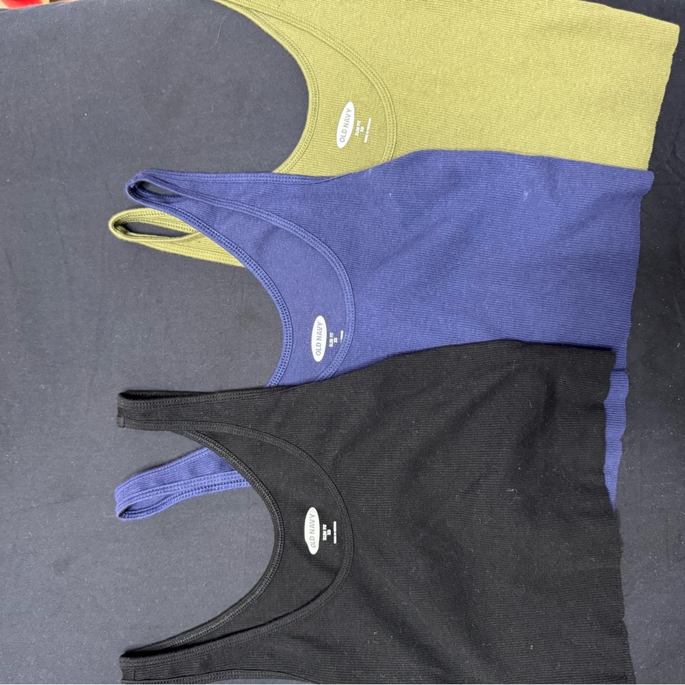 Old Navy Slim Fit Tank Tops - Black Blue & green